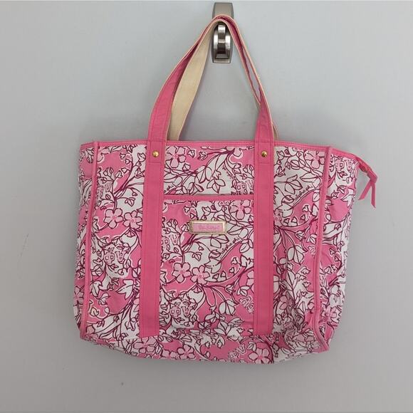 Lilly Pulitzer Alpha Phi Pink Floral Cotton Canvas Bag - Picture 6 of 7